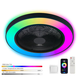 English Elm 19-inch Smart Rgb Led Ceiling Fan with Dc Motor App Control for Modern Living Spaces W1340P310784