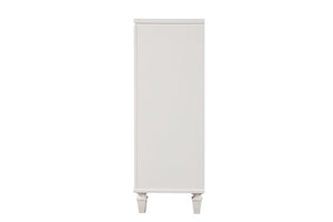 English Elm Genoa Five Drawer Chest Art Deco White Lacquer Mirror Trim Chrome Bedroom Storage B078P497936