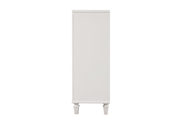 English Elm Genoa Five Drawer Chest Art Deco White Lacquer Mirror Trim Chrome Bedroom Storage B078P497936