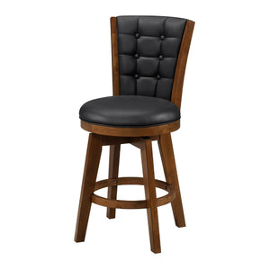 English Elm Core Swivel Counterstools Set of 2 Tufted Faux Leather Wood Frame Kitchen Seating B056P417048