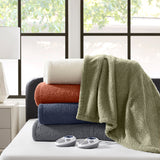 Serta Dream Soft Heated Casual Blanket ST54-3572 Rust