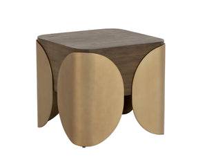 Sunpan Amarula Side Table - Modern Angular Design With Timeless Timber Effect And Stylish Brass Legs Brown Concrete 111593