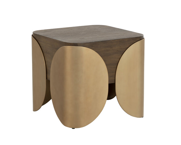 Sunpan Amarula Side Table - Modern Angular Design With Timeless Timber Effect And Stylish Brass Legs Brown Concrete 111593