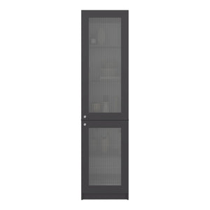 English Elm Butte Tall Two-tone Oak Bookcase with Concealed Doors and Open Shelves for Home Office B097P480472