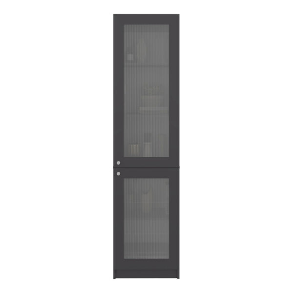 English Elm Butte Tall Two-tone Oak Bookcase with Concealed Doors and Open Shelves for Home Office B097P480472