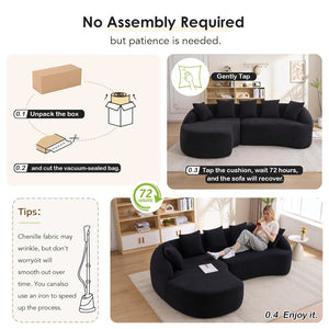 English Elm New Modular Chenille Sectional with Deep Curved Chaise and High-density Foam Seating W2231S00054