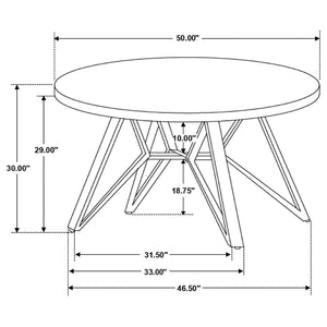 English Elm Vellux Round Faux Marble Dining Set with Swivel Chairs and Hairpin Iron Legs B062S01849