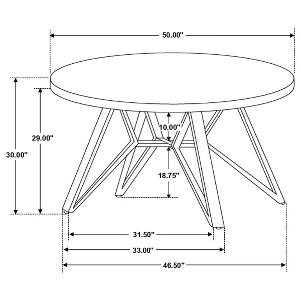 English Elm Vellux Round Faux Marble Dining Set with Swivel Chairs and Hairpin Iron Legs B062S01849