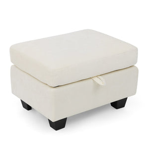 English Elm Single Chenille Manual Recliner with Usb Port Hidden Storage Ottoman and Cup Holders Beige W487P423650