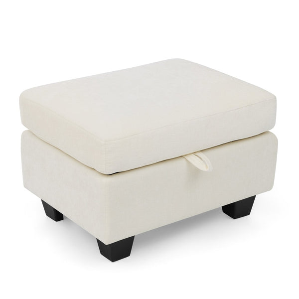 English Elm Single Chenille Manual Recliner with Usb Port Hidden Storage Ottoman and Cup Holders Beige W487P423650