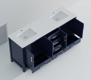 English Elm Navy Elegant Double Bath Vanity 72" W X 22" D With Durable Cultured Marble Top & Ample Storage B2731P259116