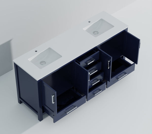 English Elm Navy Elegant Double Bath Vanity 72" W X 22" D With Durable Cultured Marble Top & Ample Storage B2731P259116