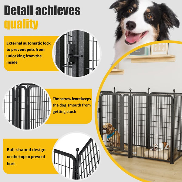 English Elm Dog Playpen 8 Panel Iron Exercise Pen with Locking Gate for Indoor Outdoor Use W368P233995
