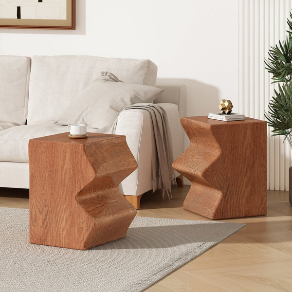 English Elm Christopher Knight Home® - MGO Rectangular Side Table Set of 2 – Durable MGO Outdoor Indoor Accent Stools, Weather-Resistant Patio Nesting End Tables Natural N770P341380N