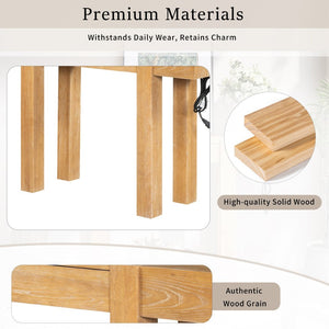 English Elm Trexm Ash Veneer Entryway Console Table Built in Power Outlet Drawer Rubberwood Natural N715P361518N
