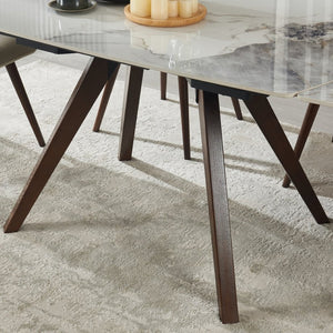 English Elm Retractable Sintered Stone Extendable Dining Table Seats 8 Modern Minimalist Base W5630P456161