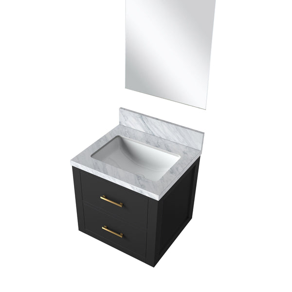 English Elm Black Single Bath Vanity With Acrylic Countertop, Soft-Close Cabinet & Frameless Mirror – 20" W X 18" D B2731S01418