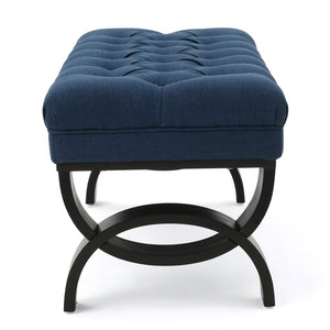 English Elm Hilton Tufted Upholstered Bench Ottoman with Diamond Stitching and Vintage Curved Legs 54743.00DBL
