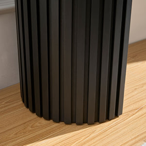 English Elm 59.05'' Matte Finish Console Table Curved Top Striped Legs Slim Entryway Foyer Black W876P439956