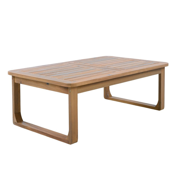 English Elm 2-piece Acacia Wood Outdoor Daybed and Coffee Table Set Resort Coastal Style N770P378689L_N770P373436L
