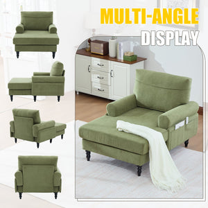 English Elm Modern Chenille Fabric Recliner Chaise Lounge Sofa with High-Resilience Foam, 550LB Capacity, Cozy Plush Backrest and Armrests for Living Room Relaxation Olive Green W395P371338