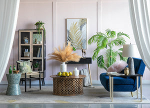 English Elm D5.9x7.9" Ceramic White Vase with Gold Trim and Geometric Triangle Pattern — Modern Curved Neck Accent centerpiece home décor elegant display W2078P391145