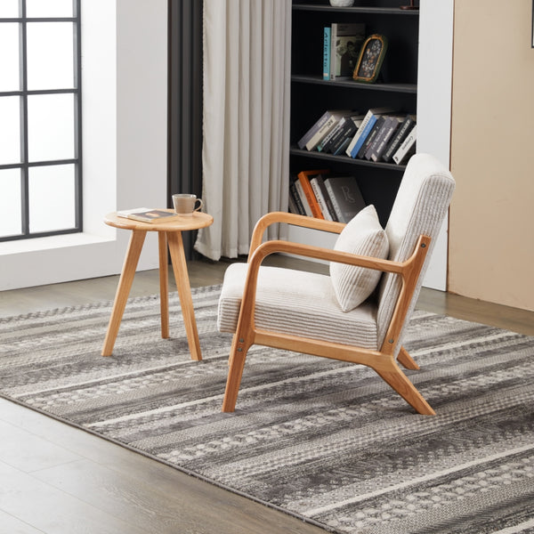 English Elm Mid-Century Modern Accent Chair & Coffee Table Set - Vintage Luxury For Stylish Living Spaces W2989P362773