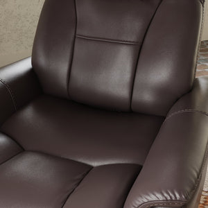 English Elm Global Swivel Glider Recliner In Bentley Dark Brown Faux Leather - Adjustable Headrest & Footrest Comfort B339P323104