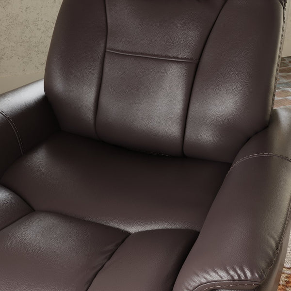 English Elm Global Swivel Glider Recliner In Bentley Dark Brown Faux Leather - Adjustable Headrest & Footrest Comfort B339P323104