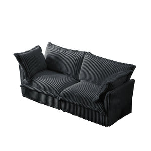 English Elm Modern Slipcovered 2-Seat Sofa Couch In Gray Corduroy – Stylish, Comfy, Easy-Care Design For Small Spaces W3041S00215