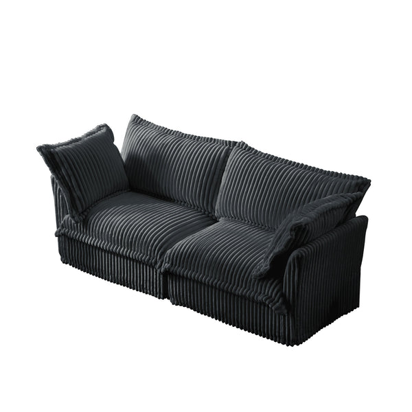 English Elm Modern Slipcovered 2-Seat Sofa Couch In Gray Corduroy – Stylish, Comfy, Easy-Care Design For Small Spaces W3041S00215