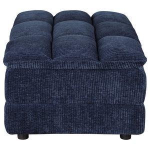 English Elm Azure Corduroy Grid Tufted Ottoman Plush Foam Retro Accent for Living Room B062P440347