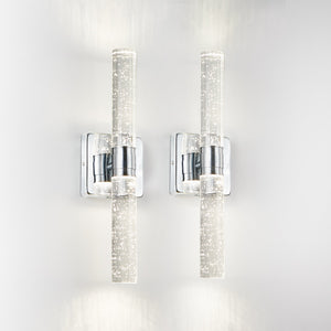 English Elm 17"(H) Contemporary Bubble Crystal Wall Light 2-Light Sconce with LED 4000K 1000lm Iron Fixture Chrome W2312P374975