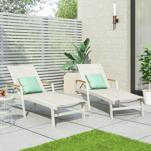 English Elm Christopher Knight Home® - OXTON Chaise Lounge with Breathable Nylon Mesh, Ergonomic Recline and Sleek Low-Profile Design for Comfort White 62753.00WWHIMP2