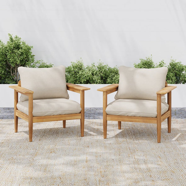 English Elm Christopher Knight Home® - Terassi Outdoor Lounge Chairs Set Of 2 - Durable Acacia Wood With Cushioned Comfort For Relaxation N775P248815T-S2