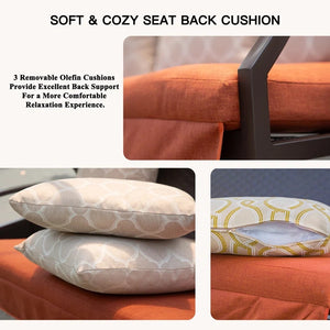 English Elm Patio 3-Person Deluxe Porch Swing Glider with Adjustable Canopy, Heavy-Duty Spring & Sunbrella Cushions W1859S00110