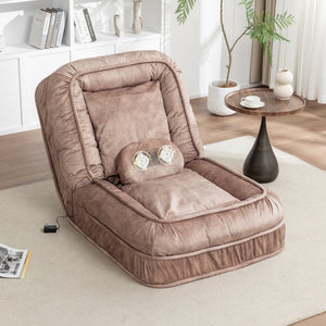 English Elm Upholstered Plush Human Dog Bed with 5 Recline Positions, Massage Cushion & 360° Velvet Comfort Brown W1170P282475