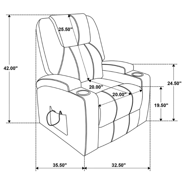 English Elm Macklin Faux Leather Power Lift Recliner with Heat Massage and Storage Pockets Black B062P466804