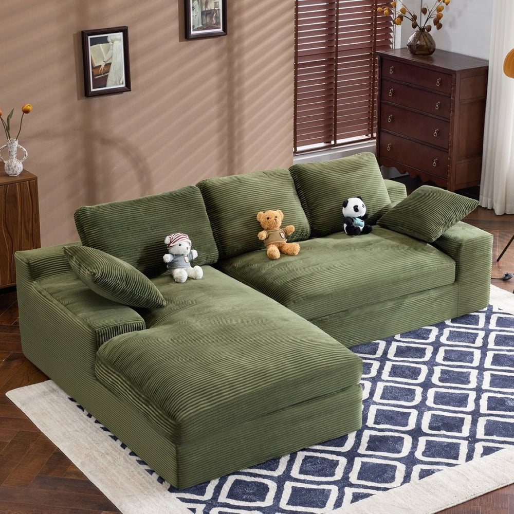 English Elm White Corduroy Compact Sofa Soft Upholstered Seating for Casual Scandinavian Living Rooms W3612S00014