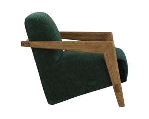 Sunpan Bosco Lounge Chair – Mid-century Marvel In Warm Oak & Plush Opera Nori Fabric For Ultimate Comfort Green Fabric 112130