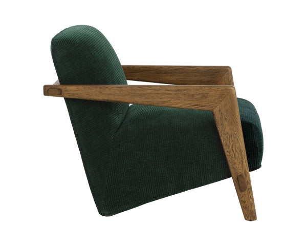 Sunpan Bosco Lounge Chair – Mid-century Marvel In Warm Oak & Plush Opera Nori Fabric For Ultimate Comfort Green Fabric 112130