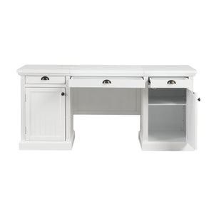 English Elm 67''Modern Executive Desk with 3 Drawers & 2 Cabinets, Spacious White MDF Workstation with Adjustable Shelves and Chic Vertical Edge Design for Home Office N751S211942K