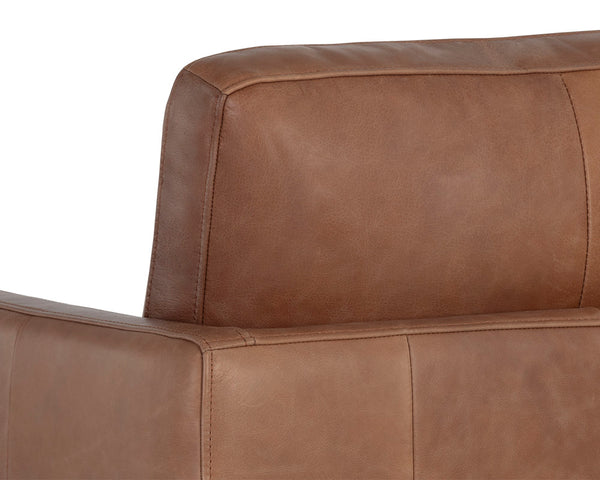 Sunpan Portman Swivel Lounge Chair - Modern Design with 360-Degree Comfort and Stylish Track Arms Marseille Camel Leather