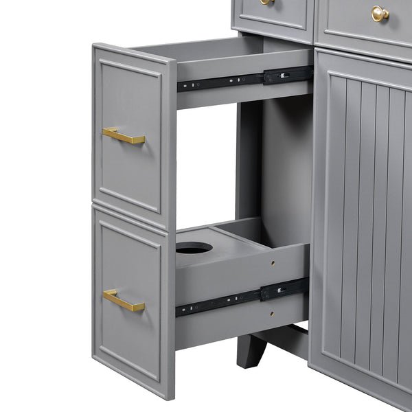 English Elm 36" 36-inch Transitional Bathroom Vanity with Ceramic Basin, Solid Wood Frame, Soft-Close Storage Elegance Grey N729P255663E