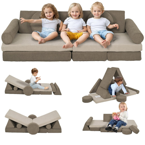 English Elm Qaba 12 Piece Modular Foam Toddler Play Sofa Set for Creative Playroom Fun W2225P249712