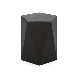 English Elm Christopher Knight Home® - APOLLO geometric concrete side table with gem-cut pentagon base, durable modern outdoor accent piece Black 67525.00BLK