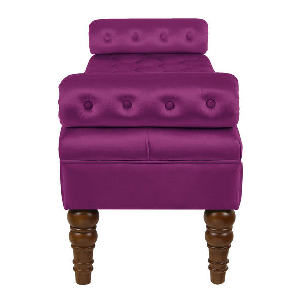 English Elm Velvet Tufted Bench with Round Bolster Armrest and Solid Wood Spindle Legs for Elegant Seating (52") Violet W2186P253252