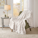 Madison Park Vivienne Glam/Luxury Faux Fur Throw MP50-8255 Ivory