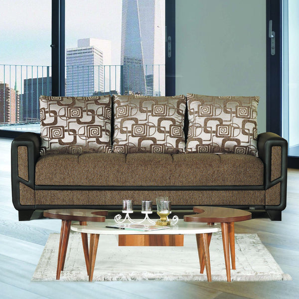 English Elm PrimeNest PulseCraft Upholstered Convertible Sofabed with Storage, Chenille Comfort, Click-Click Sleeper 74.8" x 51.2" Brown B030P286563