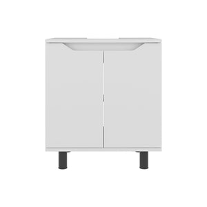English Elm White Bathroom Vanity Cabinet for Pedestal Sink – Slim Under-Sink Organizer with Multiple Shelves, Durable Finish, Space-Saving Storage Solution (27.56" L x 25.6" W) B062P380049